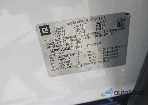 2017 GMC Acadia Sle-2 from USA, damaged, VIN 1GKKNLLA3HZ190887
